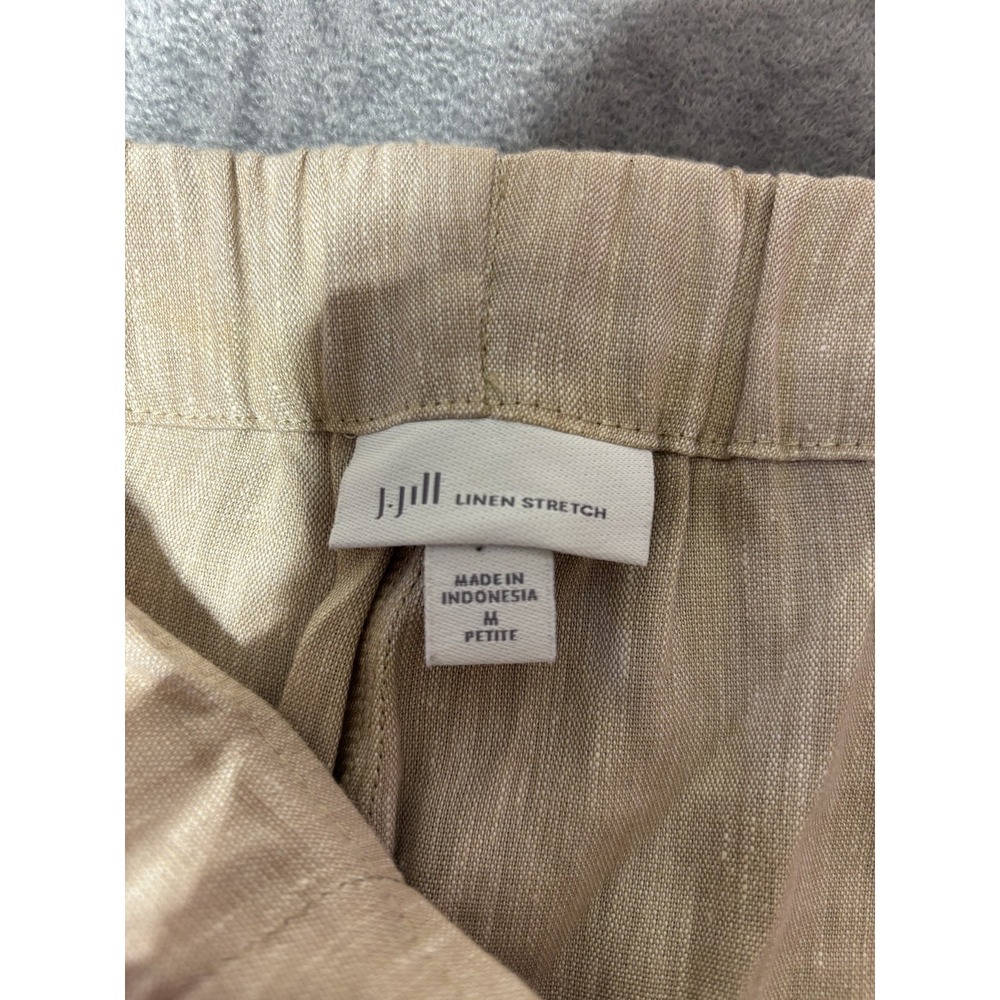J Jill Womens Medium Petite Beige Linen Blend Stretch Button Hem Crop Pull Pants - Picture 8 of 13